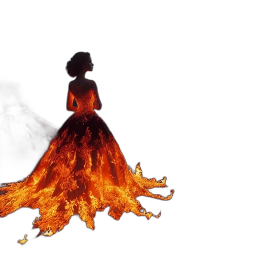 dress, hair, concept art, fire transparent PNG cut-out