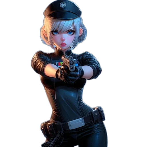 weapon, staff, jacket, hat transparent PNG cut-out