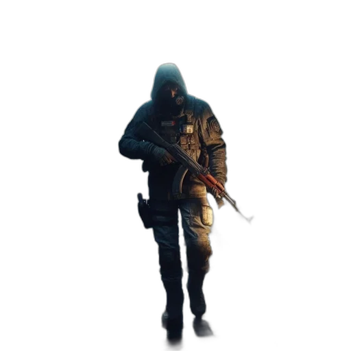 jacket, weapon, mask, staff transparent PNG cut-out