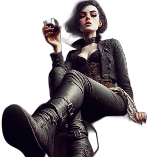 weapon, jewelry, jacket, concept art transparent PNG cut-out