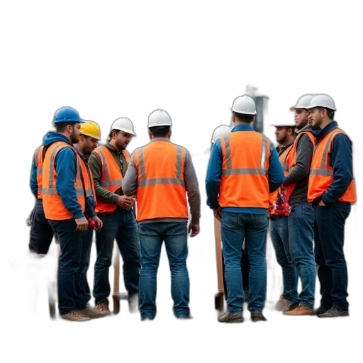 staff, jacket, group, construction transparent PNG cut-out
