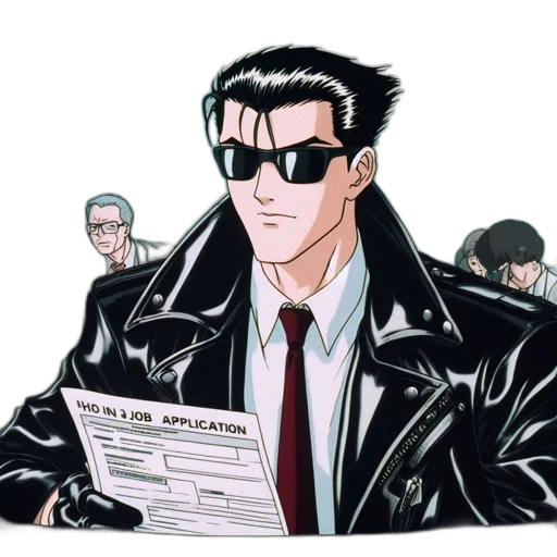 jacket, weapon, cyberpunk, comic book art transparent PNG cut-out