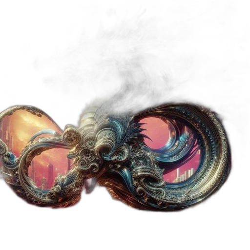 hair, dragon, mask, flower transparent PNG cut-out