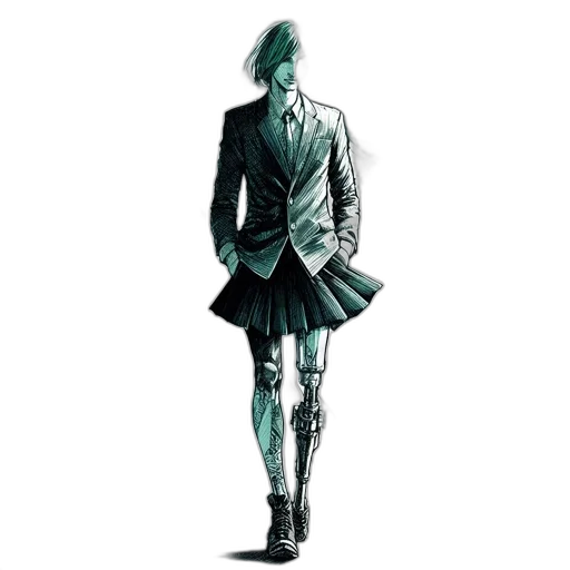 jacket, dress, robot, staff transparent PNG cut-out