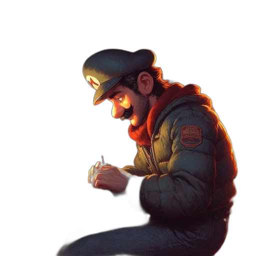 jacket, hat, face, staff transparent PNG cut-out