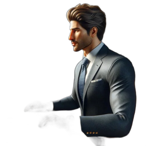 jacket, staff, hair, robot transparent PNG cut-out