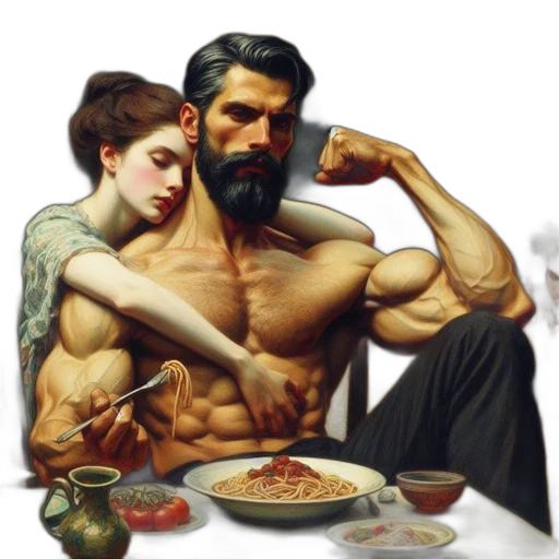 food, photorealistic, oil painting, cyberpunk transparent PNG cut-out