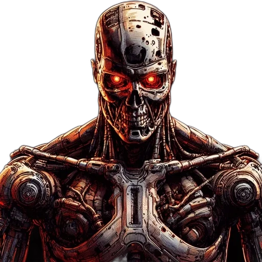 robot, face, concept art, cyberpunk transparent PNG cut-out