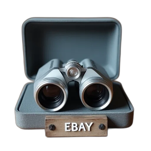 pair, silver, binoculars, placed transparent PNG cut-out