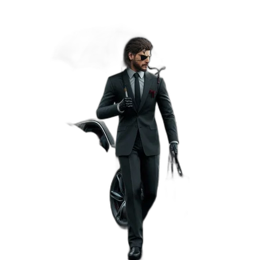 staff, jacket, robot, weapon transparent PNG cut-out