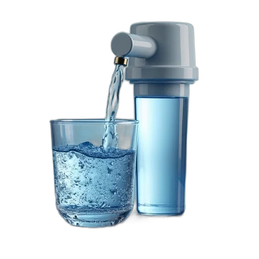 bottle, 3d render, blue, water transparent PNG cut-out