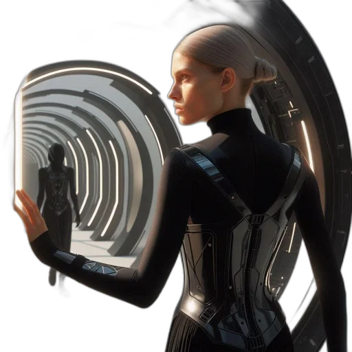 robot, jacket, hair, face transparent PNG cut-out
