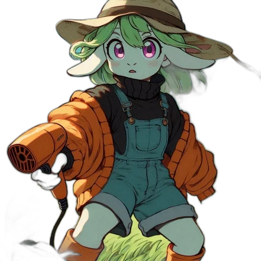 jacket, staff, hat, creature transparent PNG cut-out