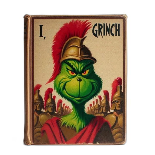 book, cover, grinch, written transparent PNG cut-out