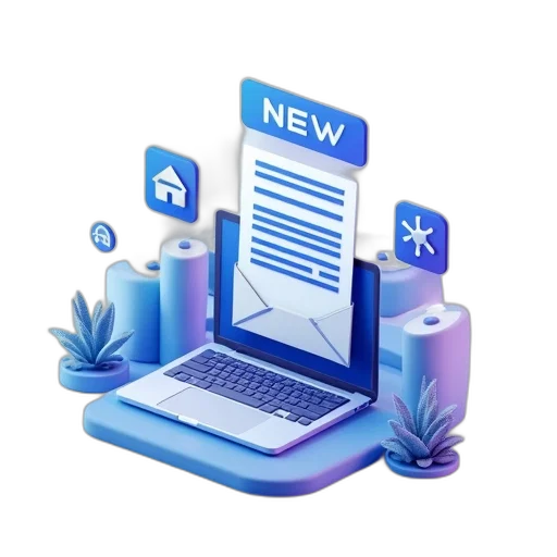 3d render, internet, email, newsletter transparent PNG cut-out