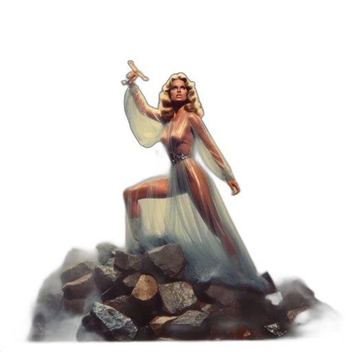 dress, staff, fantasy art, concept art transparent PNG cut-out
