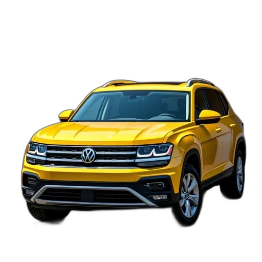 car, photorealistic, 3d render, yellow transparent PNG cut-out