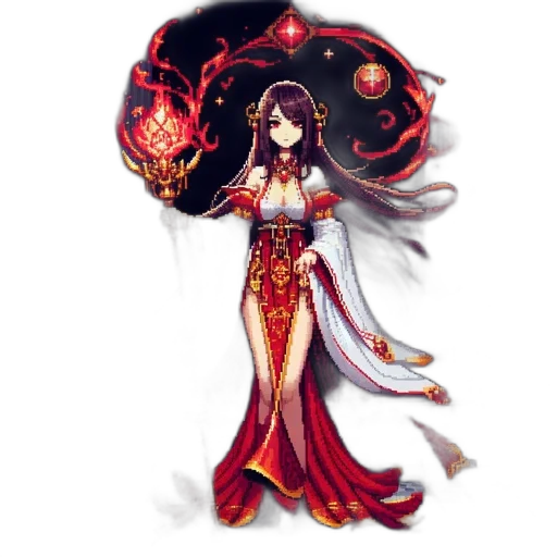 dress, dragon, jewelry, staff transparent PNG cut-out