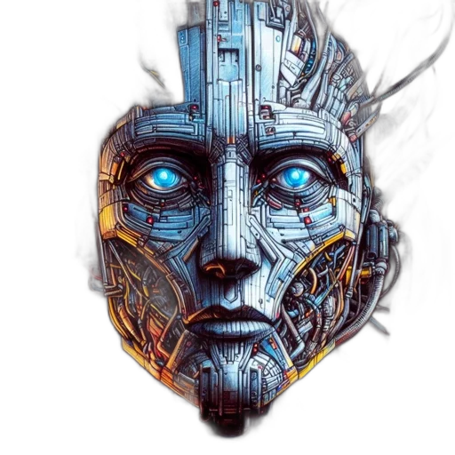 robot, face, mask, cyberpunk transparent PNG cut-out