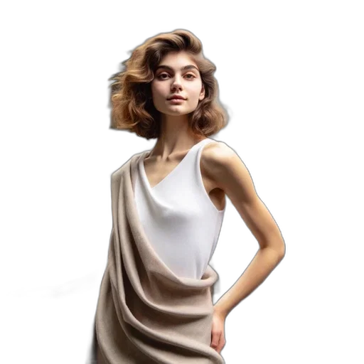 dress, jewelry, hair, photorealistic transparent PNG cut-out