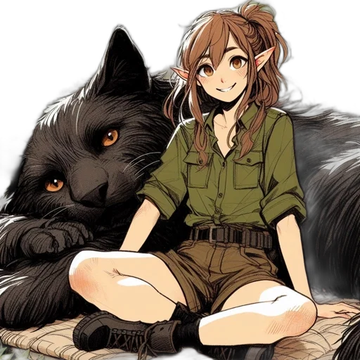 animal, creature, staff, anime transparent PNG cut-out