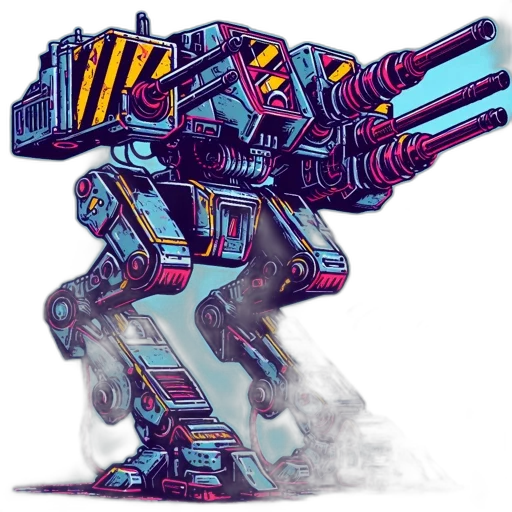 robot, weapon, concept art, pixel art transparent PNG cut-out