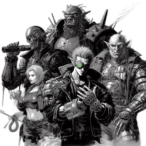 staff, concept art, comic book art, cyberpunk transparent PNG cut-out