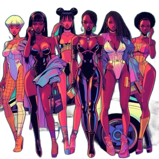 comic book art, concept art, neon, colorful transparent PNG cut-out