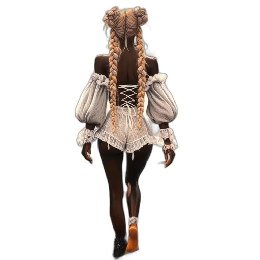 dress, jacket, hair, staff transparent PNG cut-out
