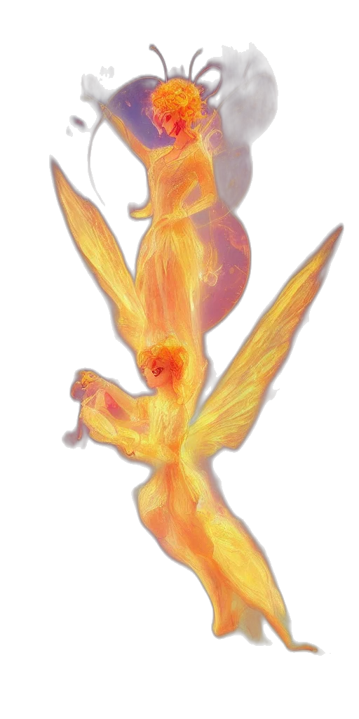 dragon, flower, staff, crown transparent PNG cut-out