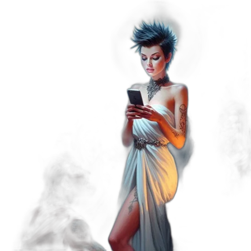 dress, concept art, fantasy art, cyberpunk transparent PNG cut-out