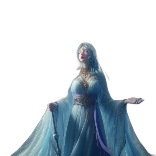 dress, staff, jewelry, crown transparent PNG cut-out