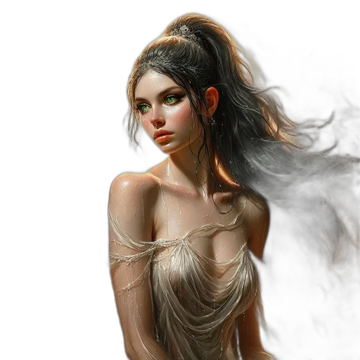 dress, hair, jewelry, face transparent PNG cut-out