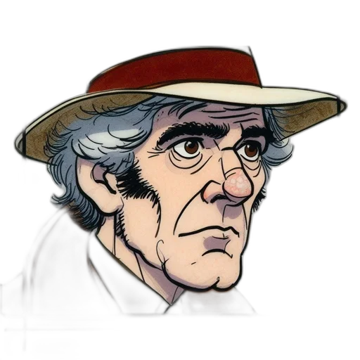 hat, face, staff, comic book art transparent PNG cut-out
