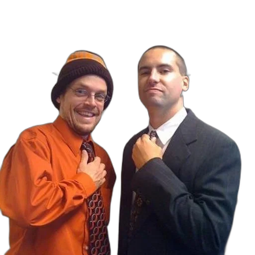 staff, jacket, two, men transparent PNG cut-out