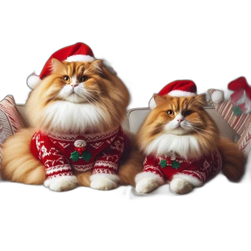 photorealistic, 3d render, two, cats transparent PNG cut-out