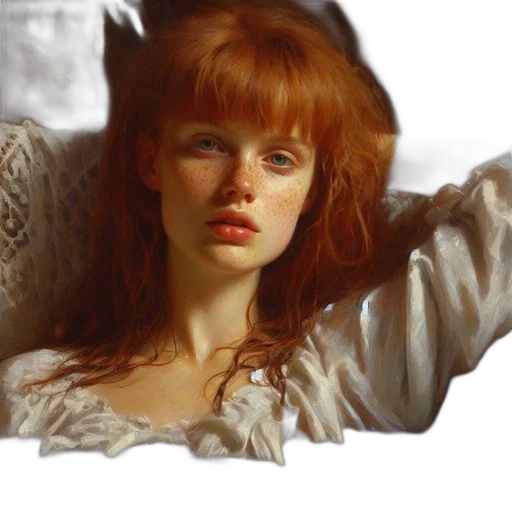 face, dress, photorealistic, oil painting transparent PNG cut-out