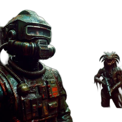 robot, mask, creature, weapon transparent PNG cut-out