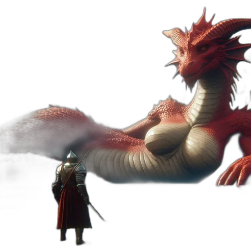 dragon, creature, sword, staff transparent PNG cut-out