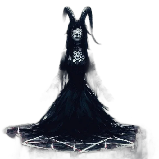 dress, creature, mask, hair transparent PNG cut-out