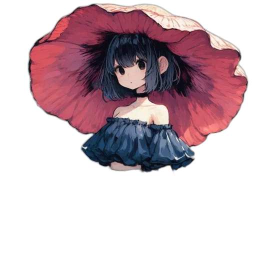 flower, umbrella, dress, hat transparent PNG cut-out