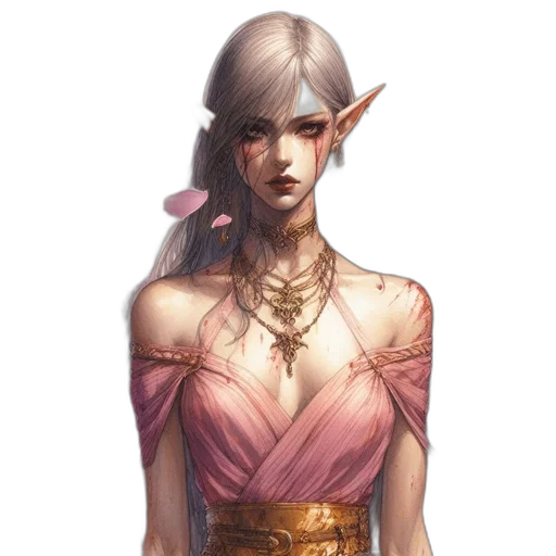 dress, staff, jewelry, face transparent PNG cut-out