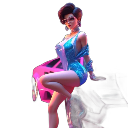 dress, concept art, 3d render, vaporwave transparent PNG cut-out