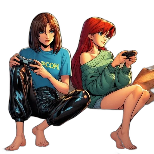 concept art, comic book art, pixel art, cyberpunk transparent PNG cut-out