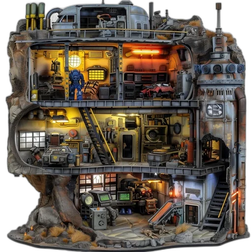 robot, car, building, concept art transparent PNG cut-out