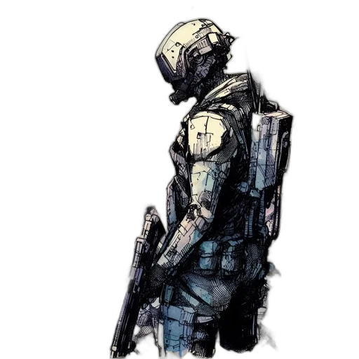robot, jacket, weapon, concept art transparent PNG cut-out