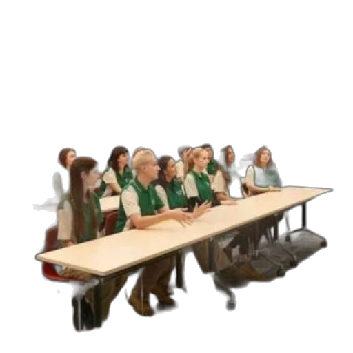 staff, furniture, jacket, hair transparent PNG cut-out
