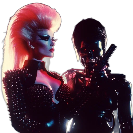 robot, cyberpunk, concept art, vaporwave transparent PNG cut-out