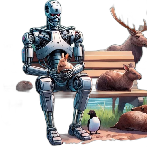 robot, concept art, comic book art, 3d render transparent PNG cut-out