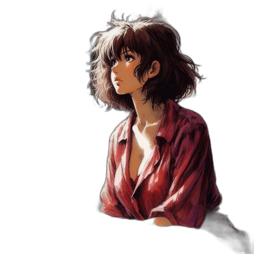 dress, jacket, face, watercolor transparent PNG cut-out